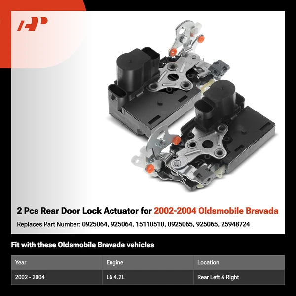 2 Pcs Rear Door Lock Actuator for 2002-2004 Oldsmobile Bravada
