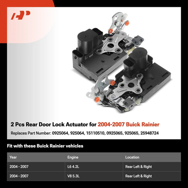 2 Pcs Rear Door Lock Actuator for 2004-2007 Buick Rainier