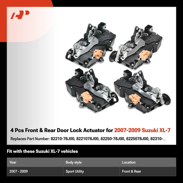 4 Pcs Front & Rear Door Lock Actuator for 2007-2009 Suzuki XL-7
