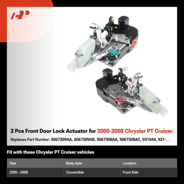 2 Pcs Front Door Lock Actuator for 2005-2008 Chrysler PT Cruiser