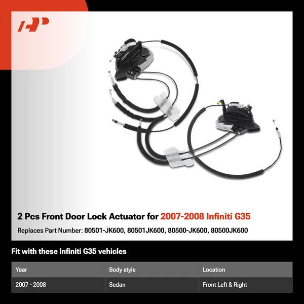 2 Pcs Front Door Lock Actuator for 2007-2008 Infiniti G35