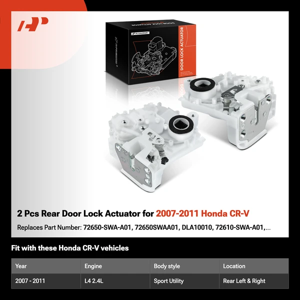 2 Pcs Rear Door Lock Actuator for 2007-2011 Honda CR-V