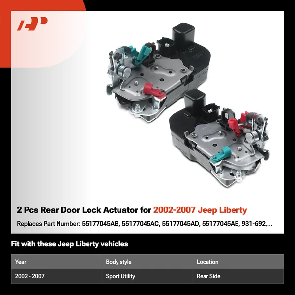 2 Pcs Rear Door Lock Actuator for 2002-2007 Jeep Liberty