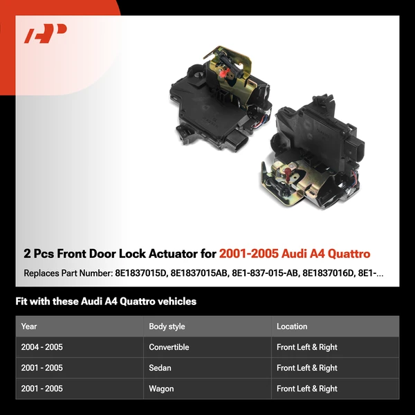 2 Pcs Front Door Lock Actuator for 2001-2005 Audi A4 Quattro