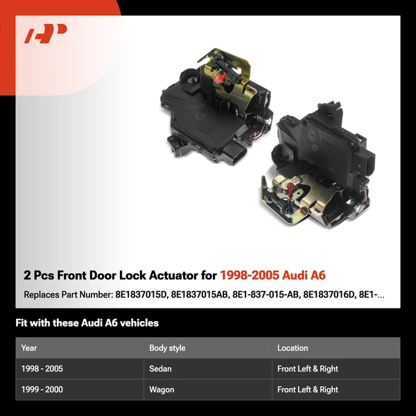 2 Pcs Front Door Lock Actuator for 1998-2005 Audi A6