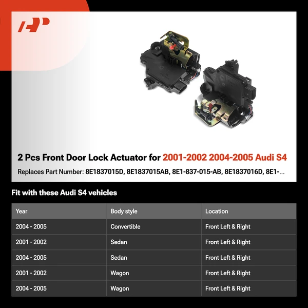 2 Pcs Front Door Lock Actuator for 2001-2002 2004-2005 Audi S4