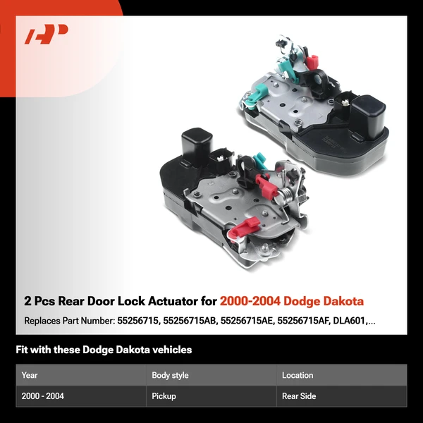 2 Pcs Rear Door Lock Actuator for 2000-2004 Dodge Dakota