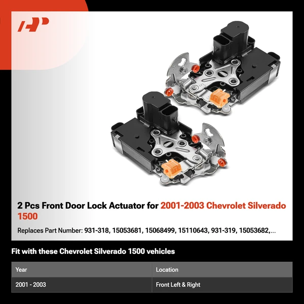 2 Pcs Front Door Lock Actuator for 2001-2003 Chevrolet Silverado 1500