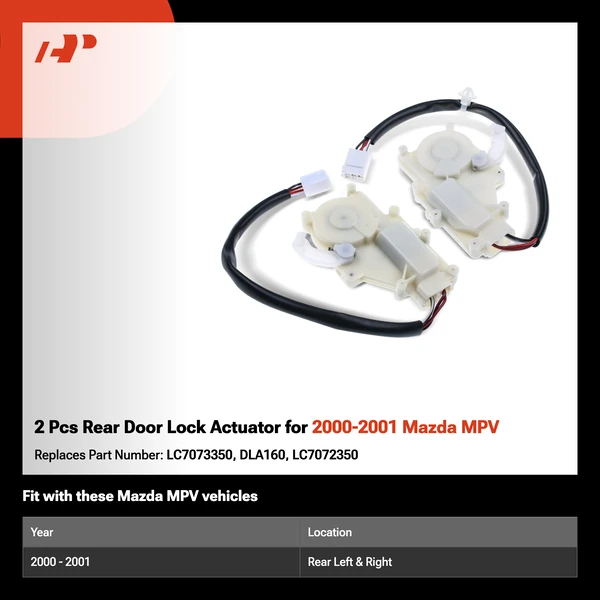 2 Pcs Rear Door Lock Actuator for 2000-2001 Mazda MPV