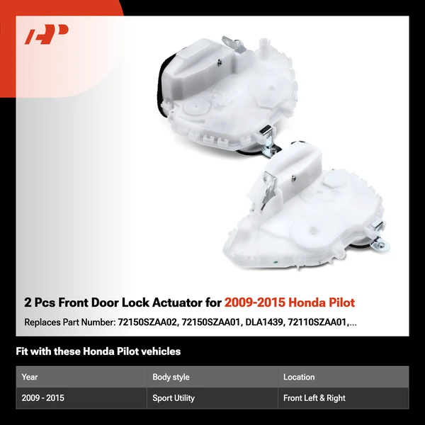 2 Pcs Front Door Lock Actuator for 2009-2015 Honda Pilot