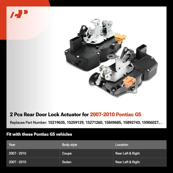 2 Pcs Rear Door Lock Actuator for 2007-2010 Pontiac G5