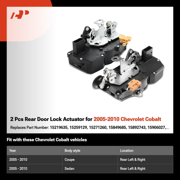 2 Pcs Rear Door Lock Actuator for 2005-2010 Chevrolet Cobalt