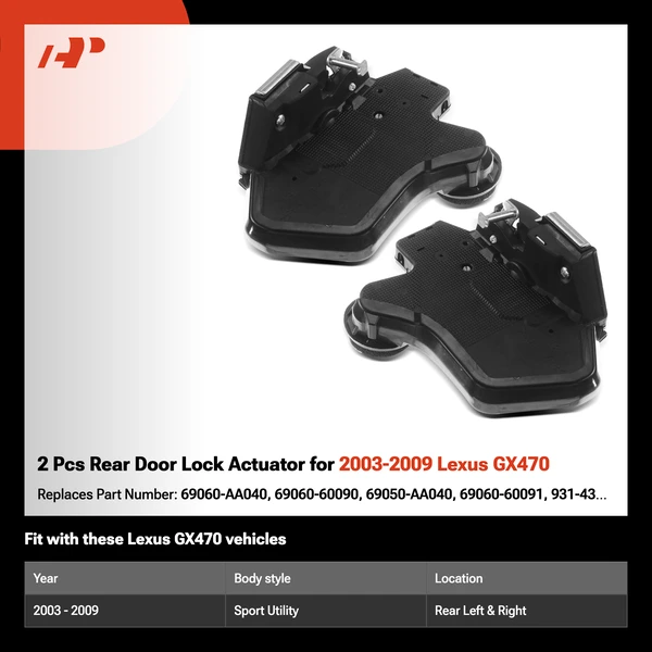 2 Pcs Rear Door Lock Actuator for 2003-2009 Lexus GX470