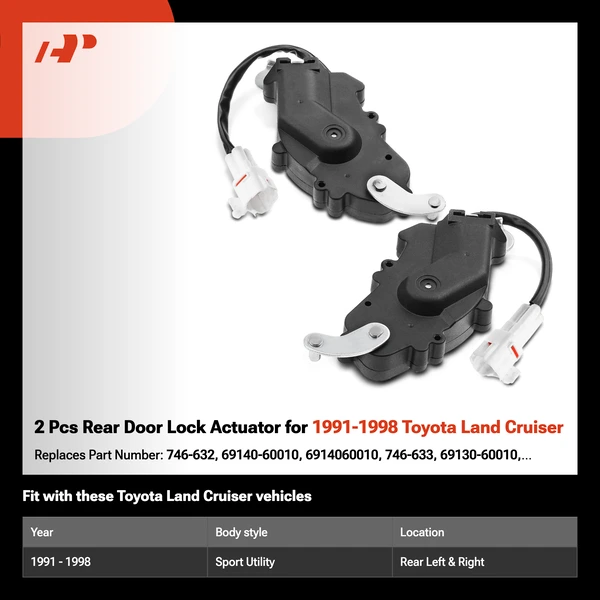 2 Pcs Rear Door Lock Actuator for 1991-1998 Toyota Land Cruiser