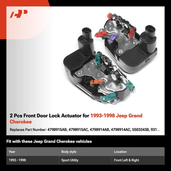 2 Pcs Front Door Lock Actuator for 1993-1998 Jeep Grand Cherokee