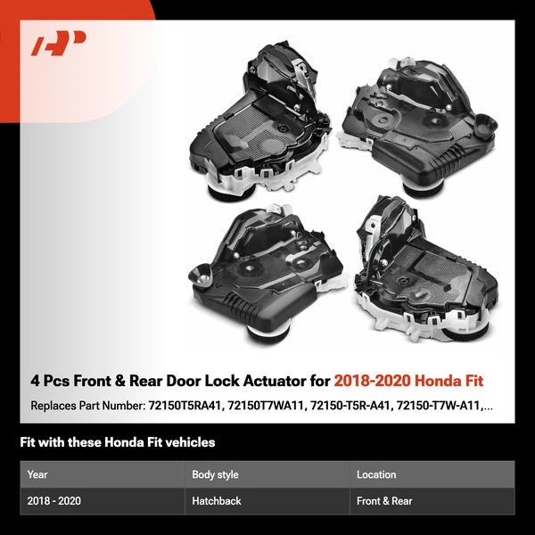 4 Pcs Front & Rear Door Lock Actuator for 2018-2020 Honda Fit