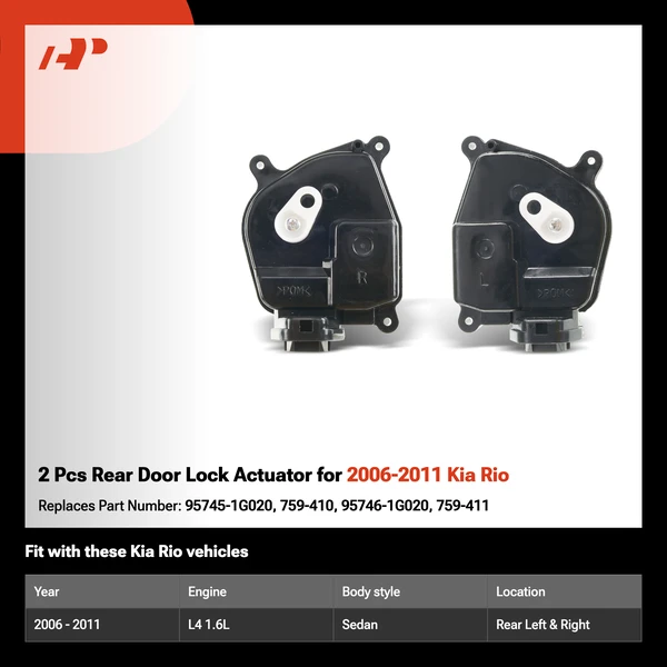 2 Pcs Rear Door Lock Actuator for 2006-2011 Kia Rio