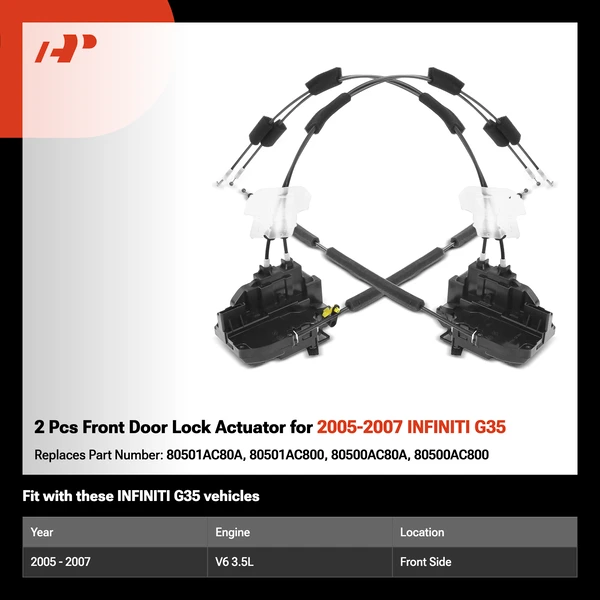 2 Pcs Front Door Lock Actuator for 2005-2007 INFINITI G35