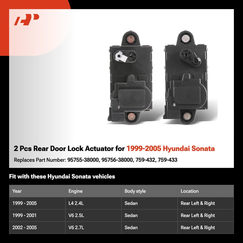 2 Pcs Rear Door Lock Actuator for 1999-2005 Hyundai Sonata