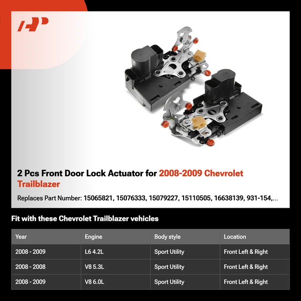 2 Pcs Front Door Lock Actuator for 2008-2009 Chevrolet Trailblazer