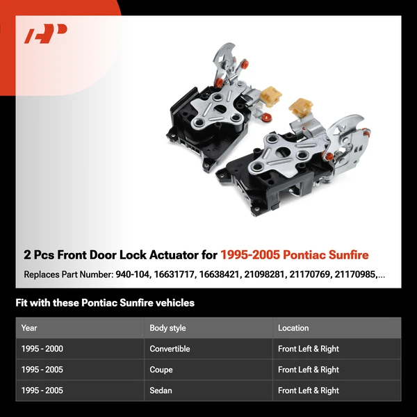 2 Pcs Front Door Lock Actuator for 1995-2005 Pontiac Sunfire