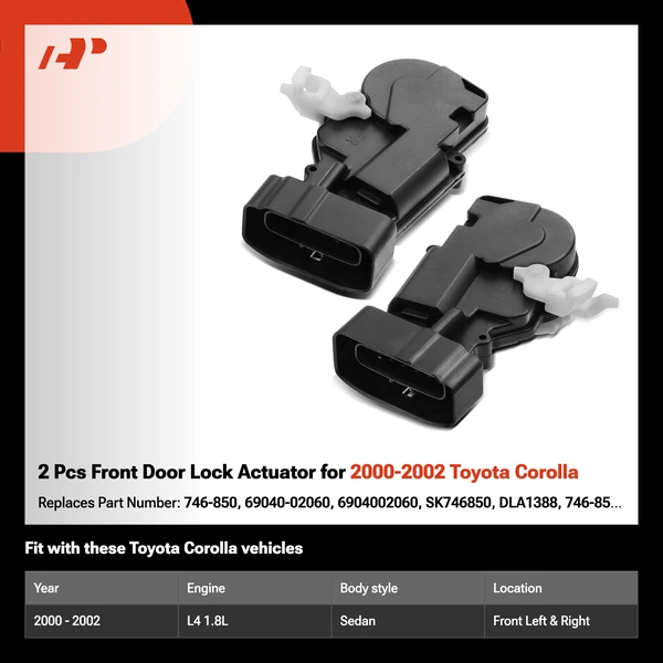 2 Pcs Front Door Lock Actuator for 2000-2002 Toyota Corolla