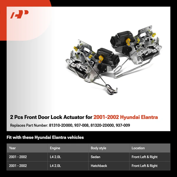 2 Pcs Front Door Lock Actuator for 2001-2002 Hyundai Elantra