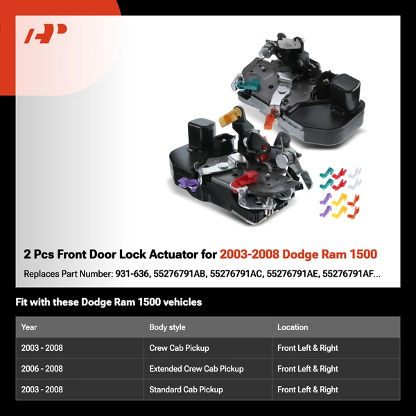 2 Pcs Front Door Lock Actuator for 2003-2008 Dodge Ram 1500
