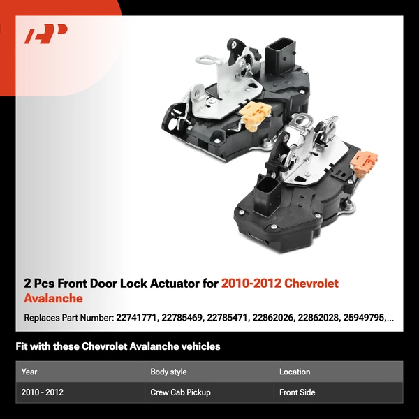 2 Pcs Front Door Lock Actuator for 2010-2012 Chevrolet Avalanche