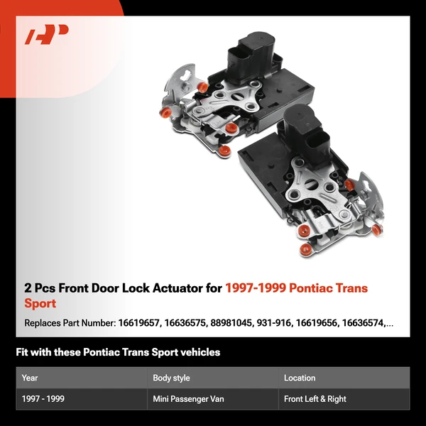 2 Pcs Front Door Lock Actuator for 1997-1999 Pontiac Trans Sport