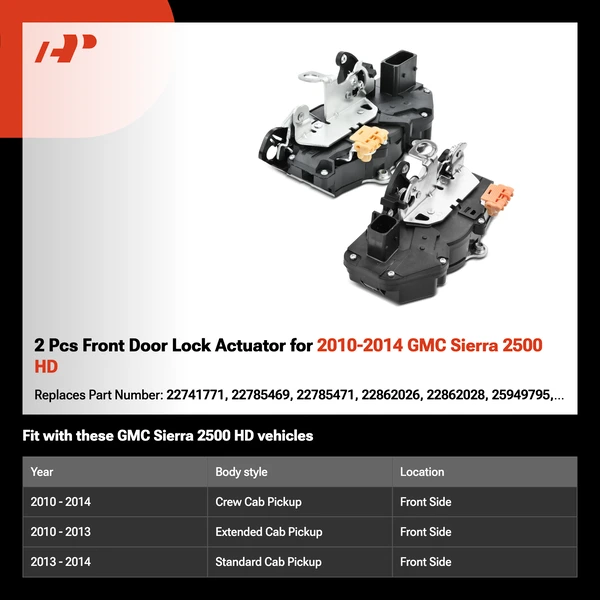 2 Pcs Front Door Lock Actuator for 2010-2014 GMC Sierra 2500 HD