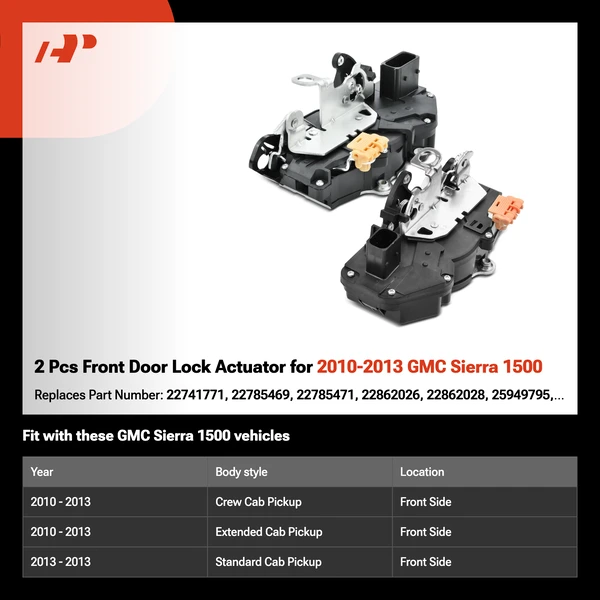 2 Pcs Front Door Lock Actuator for 2010-2013 GMC Sierra 1500