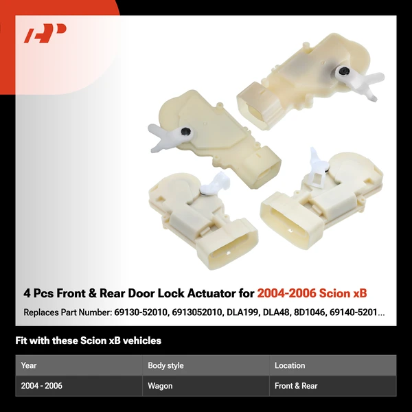 4 Pcs Front & Rear Door Lock Actuator for 2004-2006 Scion xB