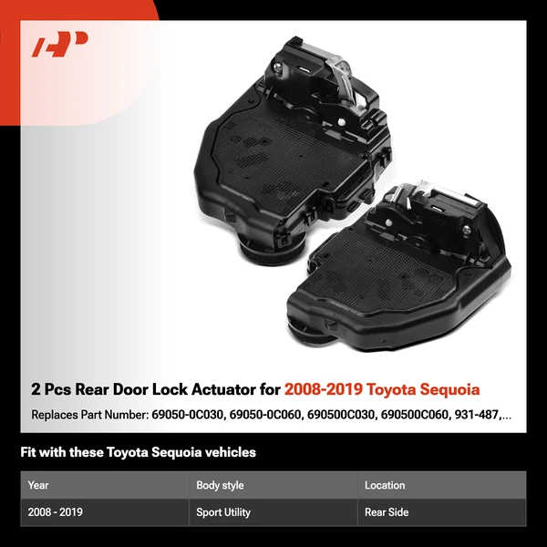 2 Pcs Rear Door Lock Actuator for 2008-2019 Toyota Sequoia