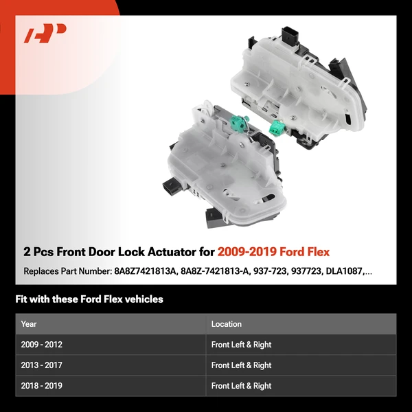 2 Pcs Front Door Lock Actuator for 2009-2019 Ford Flex