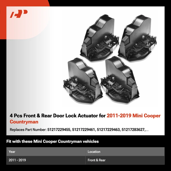 4 Pcs Front & Rear Door Lock Actuator for 2011-2019 Mini Cooper Countryman