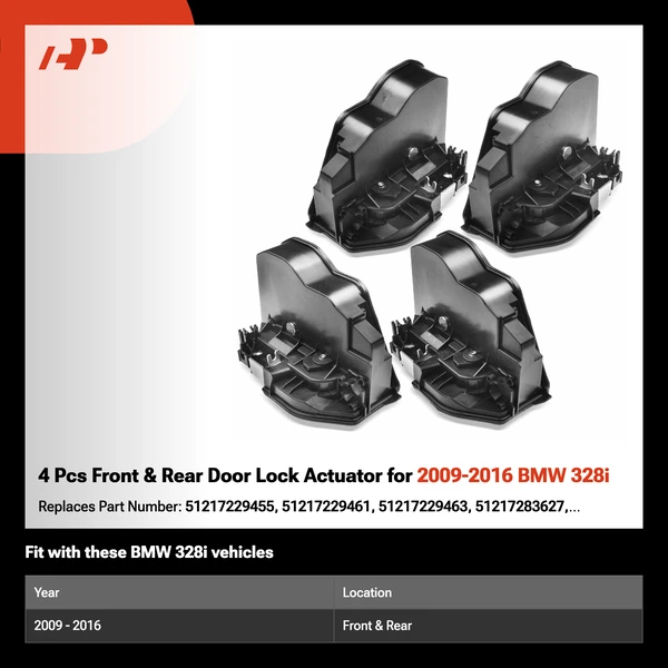 4 Pcs Front & Rear Door Lock Actuator for 2009-2016 BMW 328i