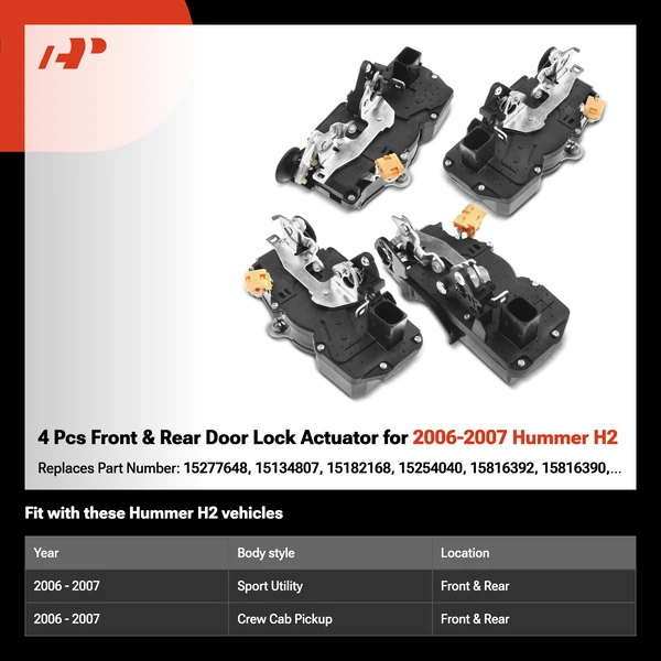 4 Pcs Front & Rear Door Lock Actuator for 2006-2007 Hummer H2