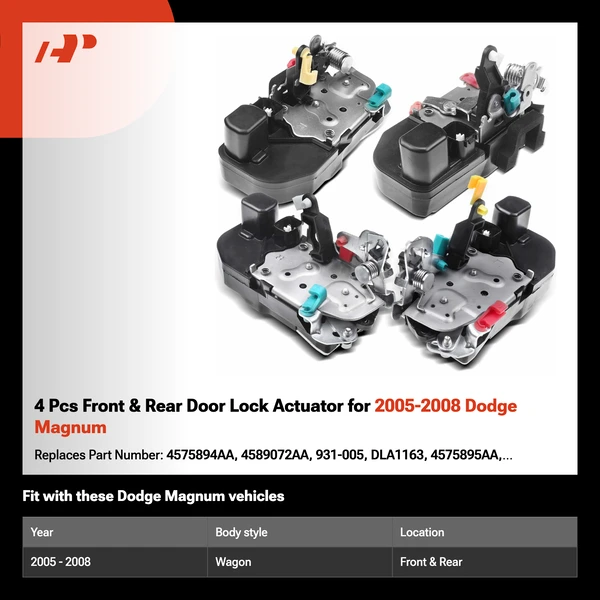 4 Pcs Front & Rear Door Lock Actuator for 2005-2008 Dodge Magnum