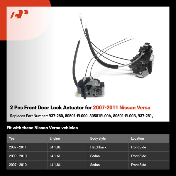 2 Pcs Front Door Lock Actuator for 2007-2011 Nissan Versa