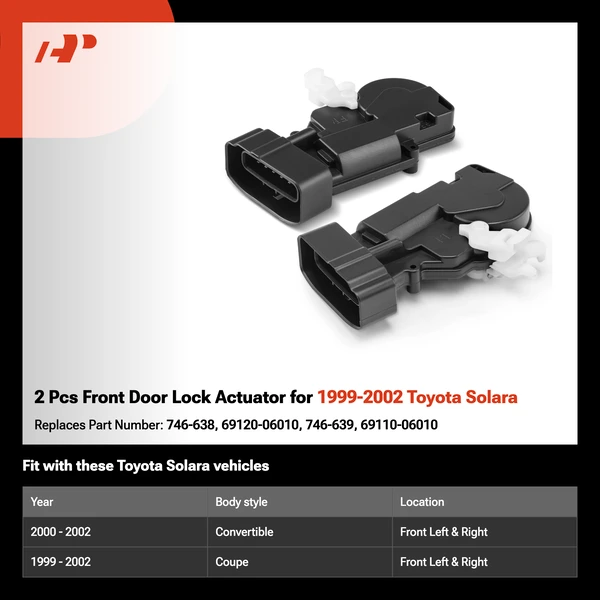 2 Pcs Front Door Lock Actuator for 1999-2002 Toyota Solara