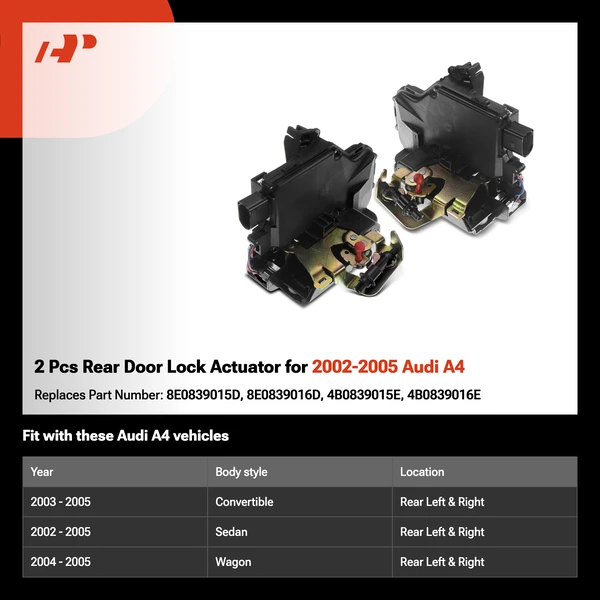 2 Pcs Rear Door Lock Actuator for 2002-2005 Audi A4
