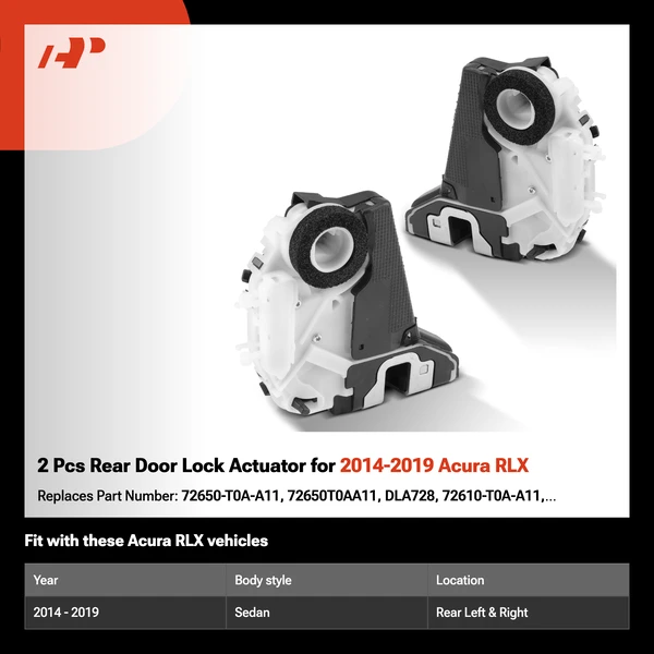 2 Pcs Rear Door Lock Actuator for 2014-2019 Acura RLX