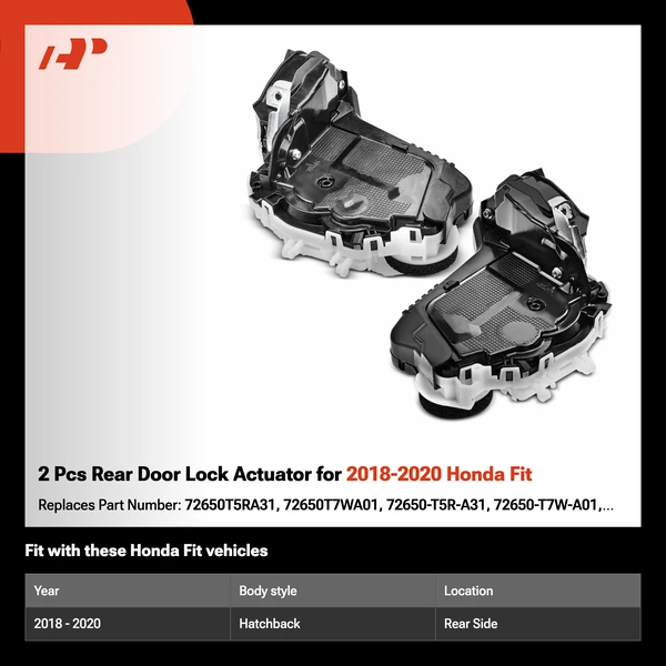 2 Pcs Rear Door Lock Actuator for 2018-2020 Honda Fit