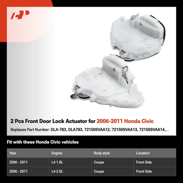 2 Pcs Front Door Lock Actuator for 2006-2011 Honda Civic