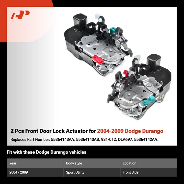 2 Pcs Front Door Lock Actuator for 2004-2009 Dodge Durango