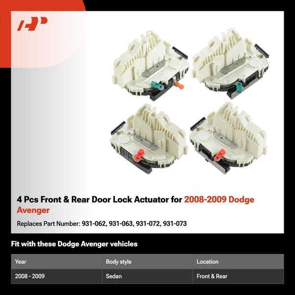 4 Pcs Front & Rear Door Lock Actuator for 2008-2009 Dodge Avenger