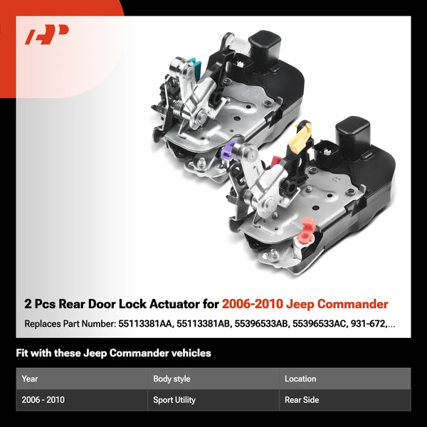 2 Pcs Rear Door Lock Actuator for 2006-2010 Jeep Commander