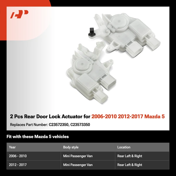 2 Pcs Rear Door Lock Actuator for 2006-2010 2012-2017 Mazda 5