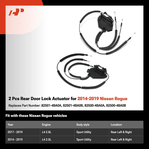 2 Pcs Rear Door Lock Actuator for 2014-2019 Nissan Rogue
